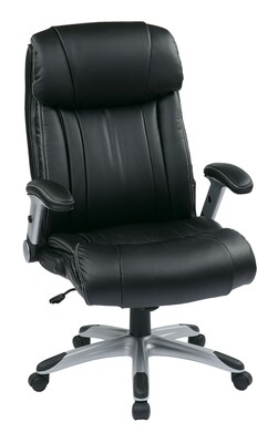 Office Star WorkSmart Eco Leather Executive Chair, Adjustable Arms, Black