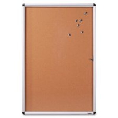 Lorell Enclosed Cork Bulletin Board, Aluminum, 36