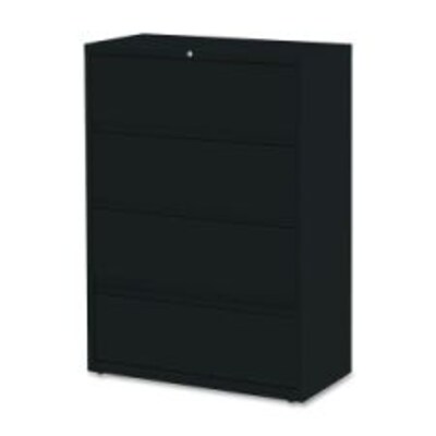 Lorell Fortress Series 36 4-Drawer Lateral File with Roll Out Shelves, Black (LLR43511)