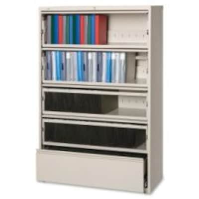 Lorell Fortress Series 5-Drawer Lateral File with Roll-Out Shelf, Putty (LLR43516)