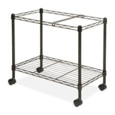 Lorell 2 Shelf Metal Mobile File Cart with Wheels, Black (LLR45651)