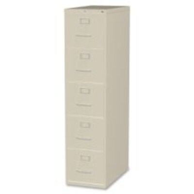 Lorell Fortress Series 5-Drawer Vertical File Cabinet, 15W x 26.5D x 61H, Putty (LLR48497)