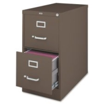Lorell Fortress Series 2-Drawer Vertical File Cabinet, 15W x 26.5D x 28.4H, Medium Tone (LLR60156