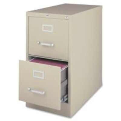 Lorell Fortress Series 2-Drawer Vertical File Cabinet, 18W x 26.5D x 28.4H, Putty (LLR60660)