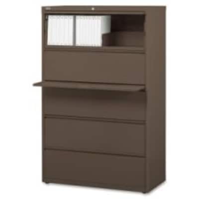 Lorell Fortress Series 5-Drawer Lateral File Cabinet, 42W x 18.6D x 67.6H, Medium Tone (LLR60473)