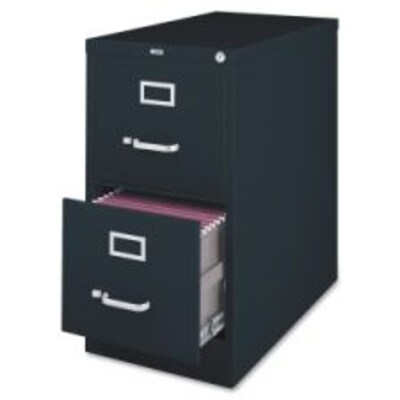Lorell Fortress Series 2-Drawer Vertical File Cabinet, 18W x 26.5D x 28.4H, Black (LLR60661)
