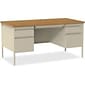 Quill Brand® 60"W Oak Laminate Fortress Series Desk with Double Pedestal