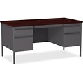 Quill Brand® 60W Mahogany Laminate Fortress Series Desk with Double Pedestal