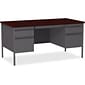 Quill Brand® 60"W Mahogany Laminate Fortress Series Desk with Double Pedestal