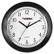 Lorell Round Profile Wall Clock, Black