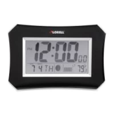Lorell LCD Wall/Alarm Clock, Silver/Black