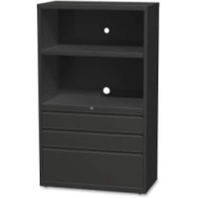 Lorell 36 Lateral File Drawer Combo Unit, 36W x 18.6D x 60H, Black (LLR66205)