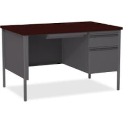 Lorell Fortress Series 48 Right Single-Pedestal Desk, Mahogany (LLR66903)