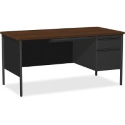Lorell Fortress Series 66 Right-Pedestal Desk, Black Walnut (LLR66905)