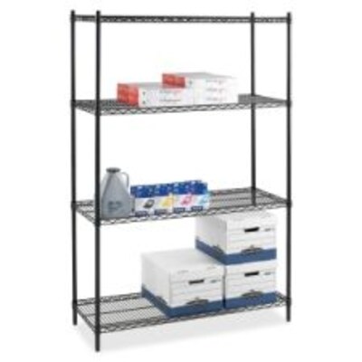 Lorell Starter Shelving Unit, Black, 4 x Shelves