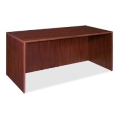 Lorell Essentials Rectangular Desk Shell, Mahogany, 66 x 30 x 29.5
