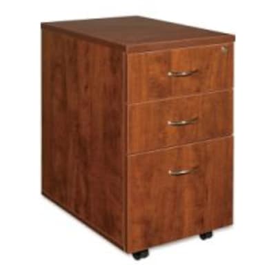 Lorell Essentials Series 3-Drawer Mobile File Cabinet, 15.7W x 22D x 28.4H, Cherry (LLR69430)