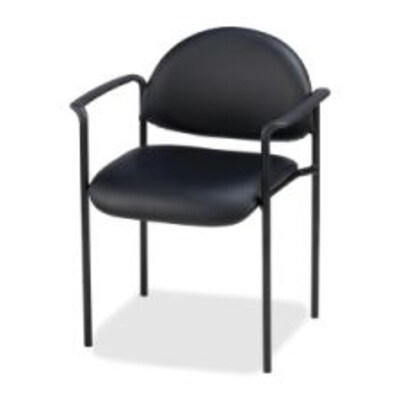 Lorell Vinyl Reception Guest Chair, Black (LLR69507)