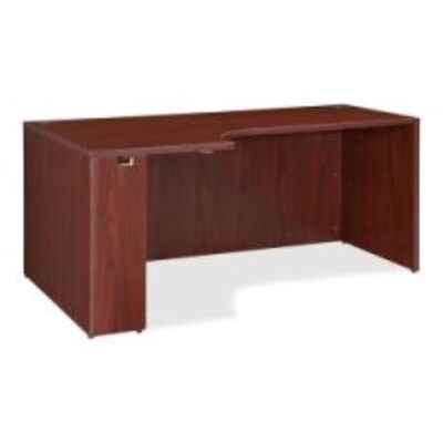 Lorell Essentials Series Left Corner Credenza, 66.1W x 35.4D x 29.5H, Mahogany (LLR69910)
