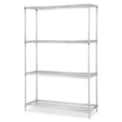Lorell Industrial Wire Shelving Add-on Unit, Chrome, 48 x 18