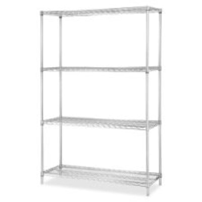 Lorell Industrial Chrome Wire Shelving Starter Kit, Chrome, 36" x 24"