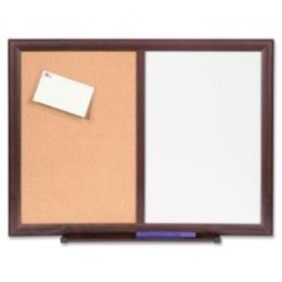 Lorell 24x18 Dry-Erase/Bulletin Combo Boards, Mahogany