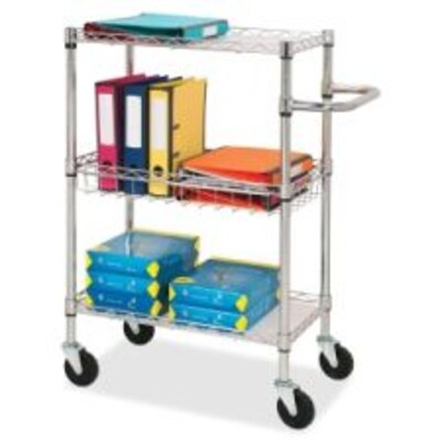 Lorell 3-Tier Rolling Cart, 16W x 26D x 40H, Chrome (LLR84859)