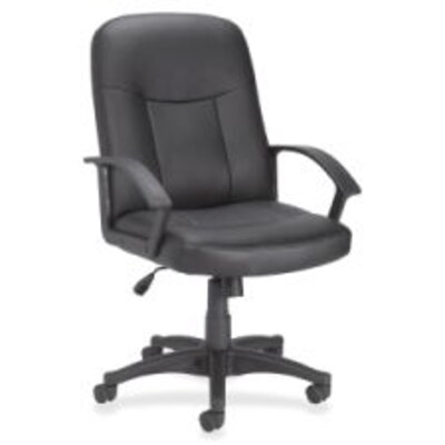 Lorell Leather Managerial Mid-back Chair, Black