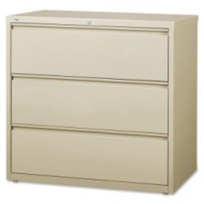 Lorell Fortress Series 3-Drawer Lateral File, 42W x 18.6D x 40.3H, Putty (LLR88030)