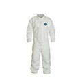 DuPont® Tyvek® Coverall, XL Size, Collar, Front Zipper, White, Serged Seams, 25/CT