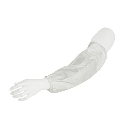 DuPont® Tyvek® Sleeves, 18 Elastic Ends, White, Serged Seams, 100 Pairs/Carton