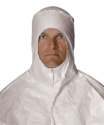 DuPont® Tyvek® Hoods, Elastic Face, White, Serged Seams, 25/CT