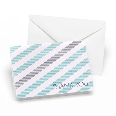 Hortense B. Hewitt Lagoon & Slate Simple Stripe Thank You Cards, Lagoon & Slate