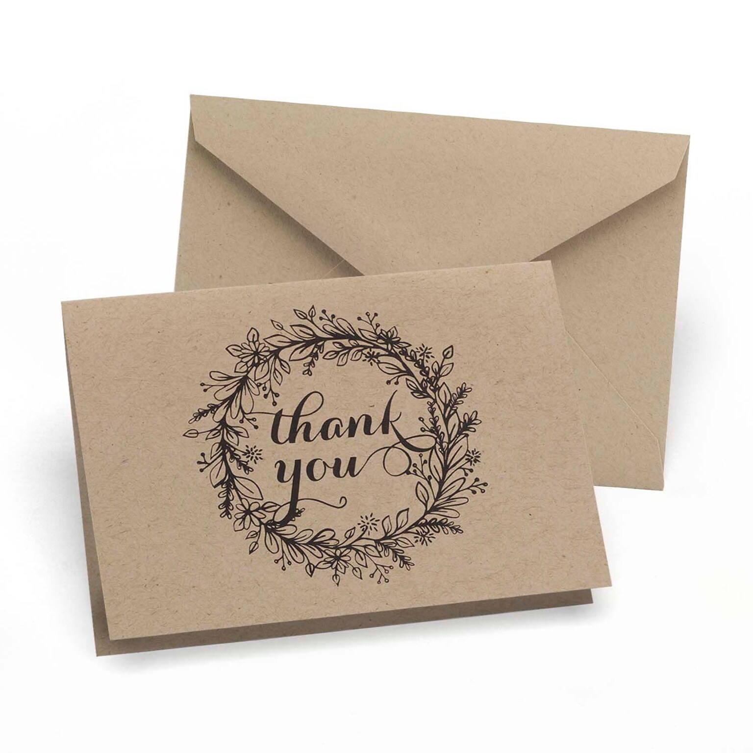Hortense B. Hewitt Krafty Thank You Cards, Natural, 50/Pack (35206ST)