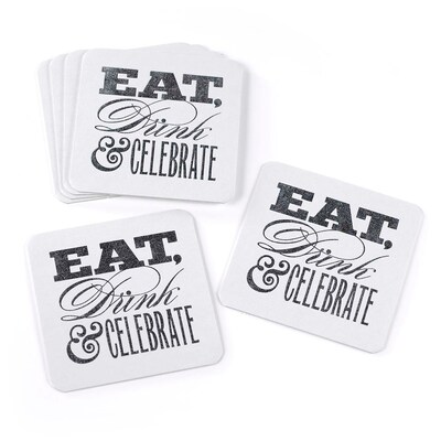 Hortense B. Hewitt Glitter Coasters; Eat, Drink & Celebrate