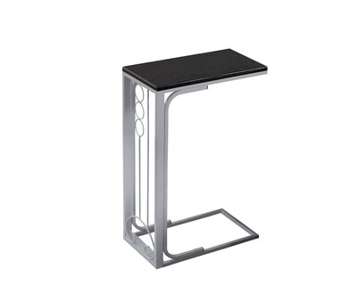 Monarch Specialties Inc. I 3137 16 Accent Table, Black Top/Silver