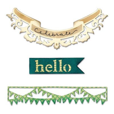 Sizzix Thinlits Hello Banners 3.5 x 1 - 6.5 x 2.62 (659061)