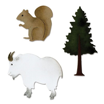 Sizzix Bigz Die Mountain Goat, Squirrel & Pine Tree 5.5 x 6