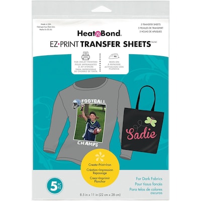 Thermoweb Heatn Bond EZ Print Dark Fabrics Transfer Sheet, 8 1/2 x 11, 5/Pack