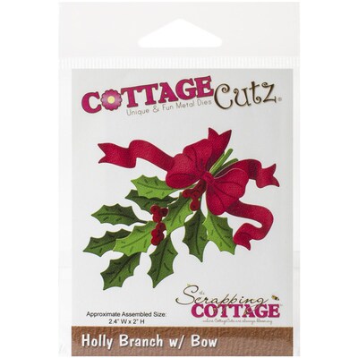 CottageCutz® Universal Steel Die, Holly Branch With Bow