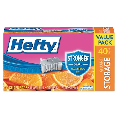 Hefty Slider Quart Size Freezer Bags, 15 Ct