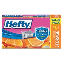 Hefty® 1 Quart Slider Storage Bags, 40/BX, 9 Boxes/CT