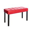 CorLiving™ California Leatherette 35 24-Panel Hall Entry Bench, Red