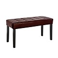 CorLiving™ California Leatherette 35 24-Panel Hall Entry Bench, Brown