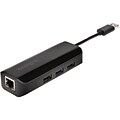 Kensington Technology Group® USB 3.0 Gigabit Ethernet Adapter With 3 USB Ports; Black