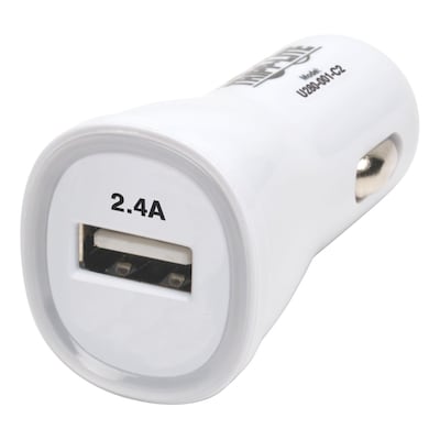 Tripp Lite U280-001-C2 USB Tablet/Phone Car Charger; 5 V/2.4 A, White