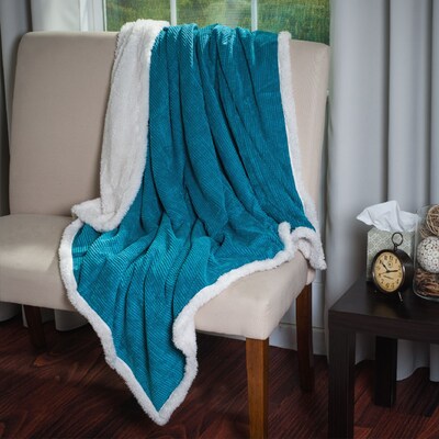 Lavish Home 61-00011-BLU Plush Throw, Blue