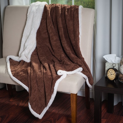 Lavish Home 61-00011-BR Plush Throw, Brown
