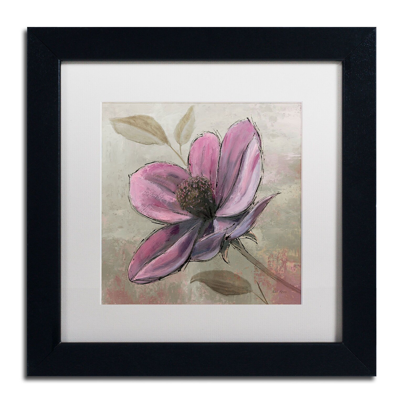 Trademark Fine Art WAP0107-B1111MF Plum Floral III by Emily Adams 11 x 11 Framed Art, WHT MTD