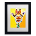 Trademark Fine Art ALI0594-B1114MF Giraffe No. 3 by DawgArt 14 x 11 Framed Art, White Matted